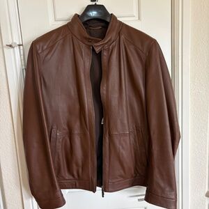 Hugo Boss Lamb Skin Leather Jacket - Excellent Condition - Brown - 44R